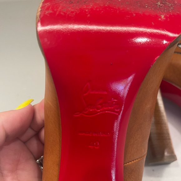 Christian Louboutin tan Mary Jane peep toe heel - Picture 10 of 11